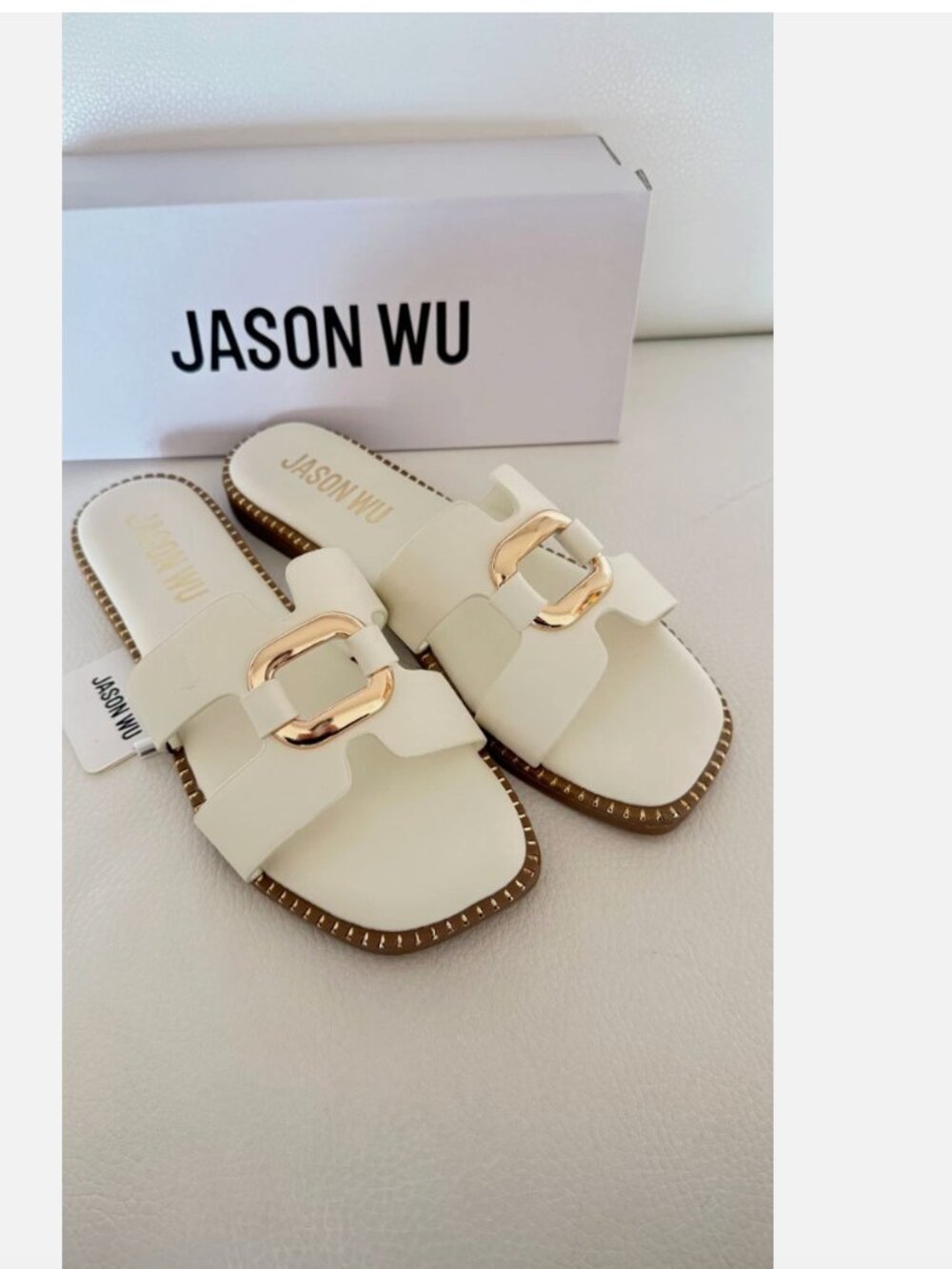 NWT & BOXED JASON WU DANIS CREAM SLIDES SANDALS WITH STUDS SIZE 7.5